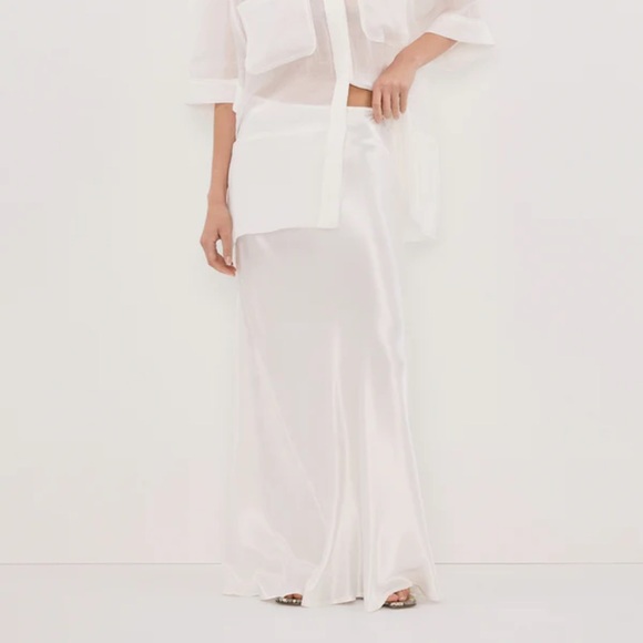 DISSH CHARLI WHITE SATIN MAXI SKIRT - Picture 1 of 6